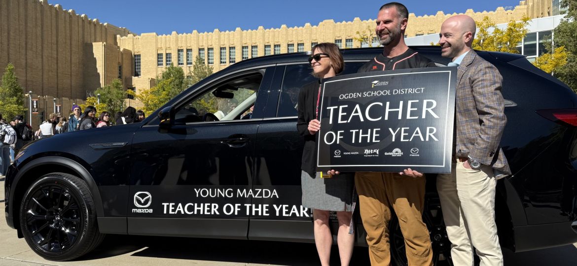 Cover Photo - Exceptional Ogden teacher surprised with all-expenses paid use of a vehicle for a year by Young Mazda